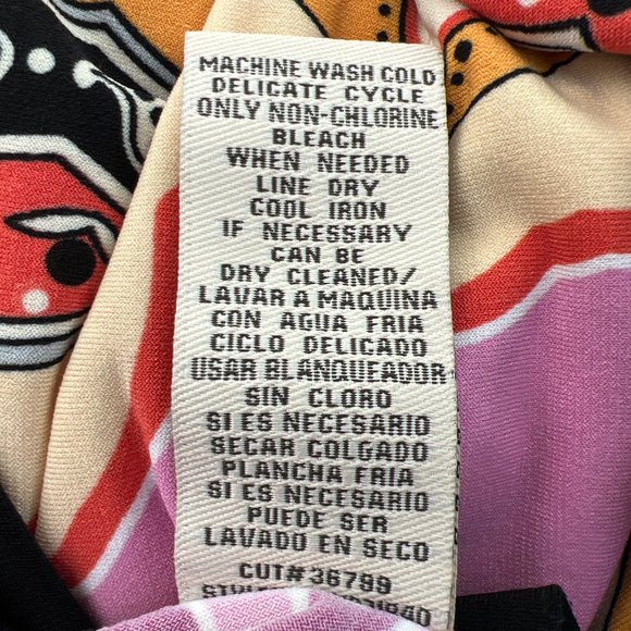 Eci New York Sleeveless V-Neck Floral Print Maxi Dress Pink/Black Multi Size 6 - Picture 10 of 10